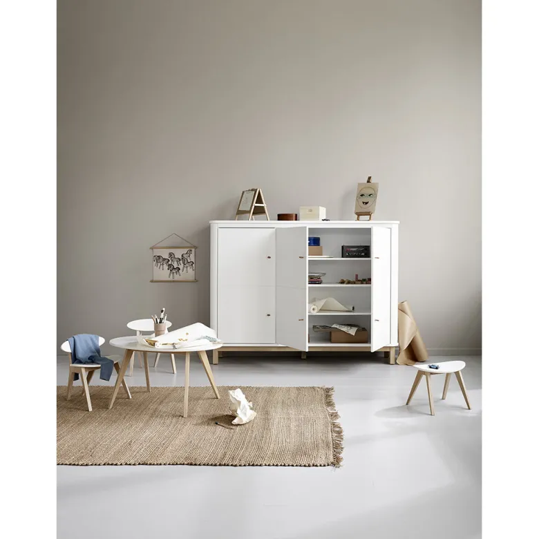 Oliver Furniture Wood multiskab m. 3 døre, hvid/eg