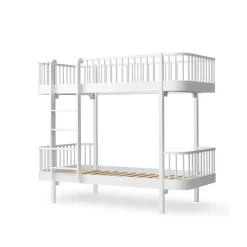 Oliver Furniture, Wood Original Bunk Bed - White with Ladder at the Front