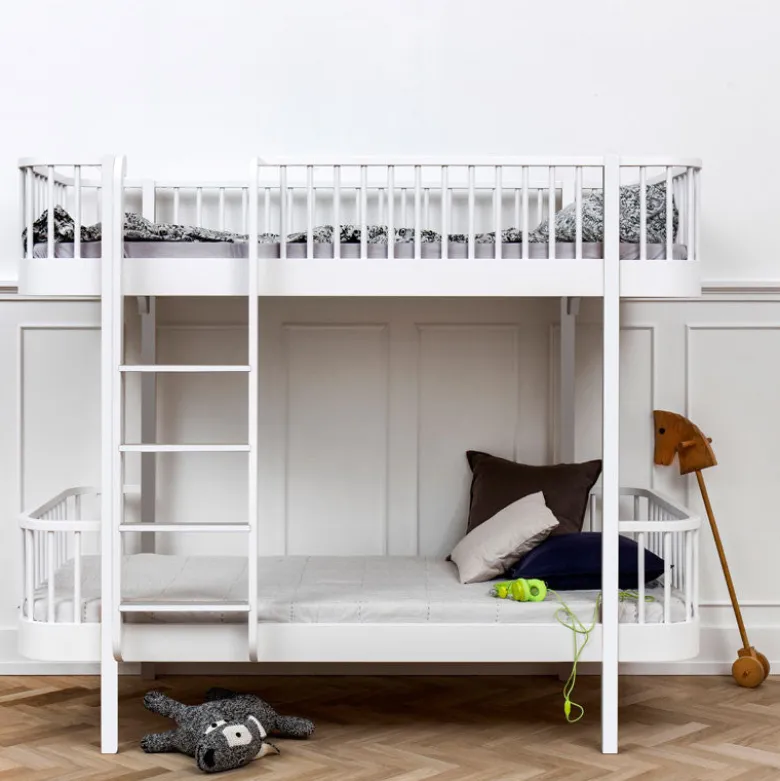 Oliver Furniture, Wood Original Bunk Bed - White with Ladder at the Front