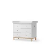 Oliver Furniture Wood puslekommode, m. 3 skuffer og stor plade - Hvid/eg