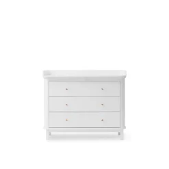 Oliver Furniture Wood puslekommode, m. 3 skuffer og stor plade - Hvid