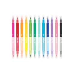 Ooly Brush Markers, Set of 12, Double-Sided - Dual Tone