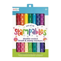 Ooly Brush Markers with Stamps, 18 pcs, Stampables