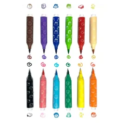 Ooly Brush Markers with Stamps, Set of 6 - Radiserne