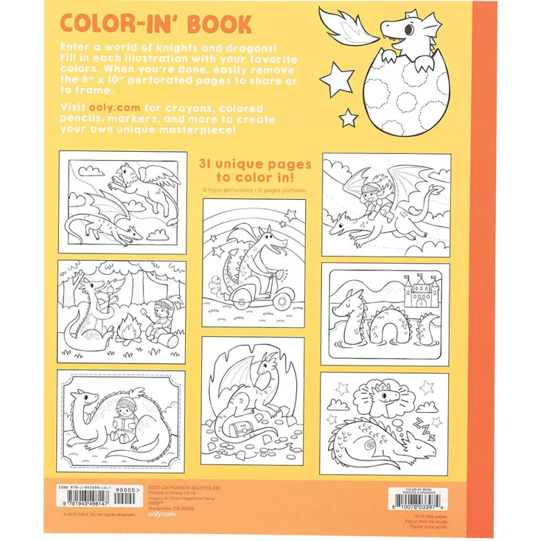Ooly Coloring Book, Knights & Dragons