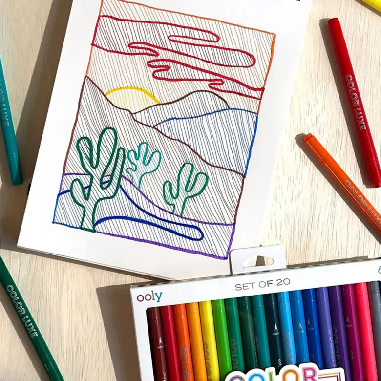 OOLY Coloring Pens Set, 20 Pieces, Double-Sided - Color Luxe