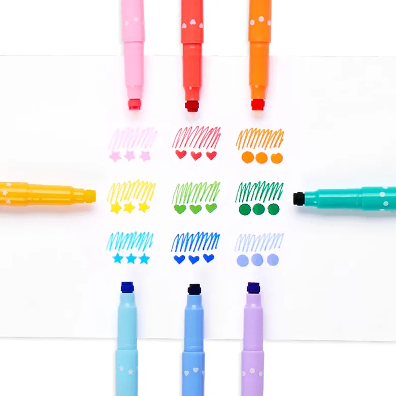 Ooly Confetti Stamp Markers, Double-Ended - Set of 9