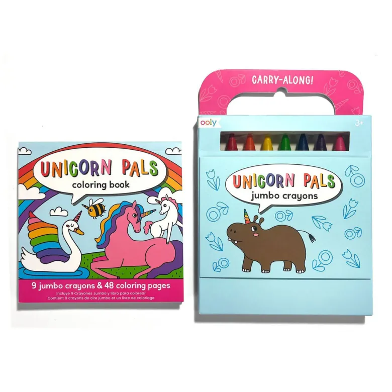 Ooly Crayons and Coloring Book - Unicorn Pals - Carry Along