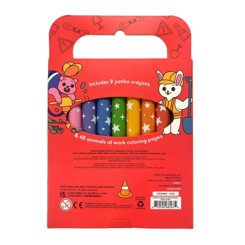 Ooly Crayons and Coloring Book - Work Zone - Carry Along