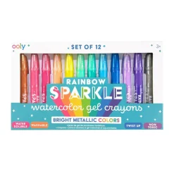 Ooly Gel Colour Crayons, Set of 12 – Rainbow Sparkle Watercolor Metallic