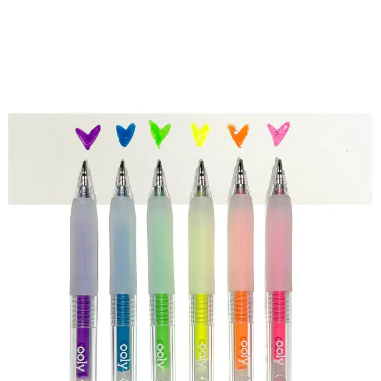 Ooly Gel Pen Set of 6, Multi-Surface Deco - Jelly Gloss Neon