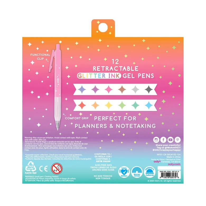 Ooly Gel Pens Set of 12, Oh My Glitter