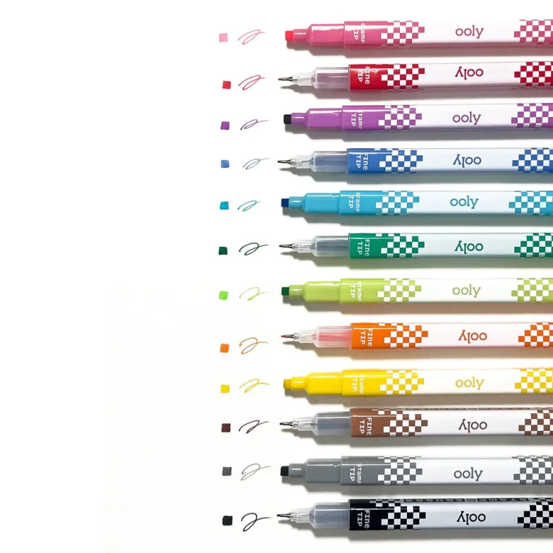 Ooly Marker Set of 12, Double-Sided - Stamp a Square