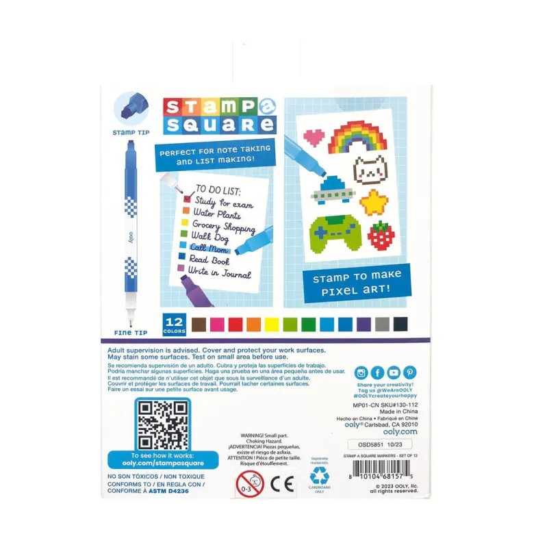 Ooly Marker Set of 12, Double-Sided - Stamp a Square