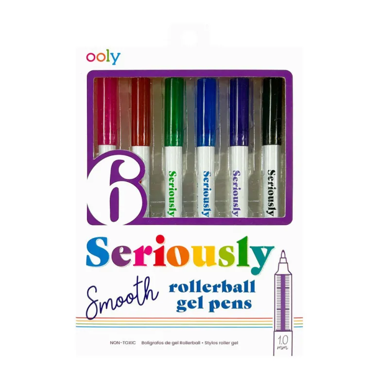 Ooly Rollerball Gel Pen Set of 6, Seriously Smooth Colors