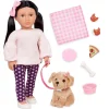 Our Generation dukke med hund, Jin - 46 cm
