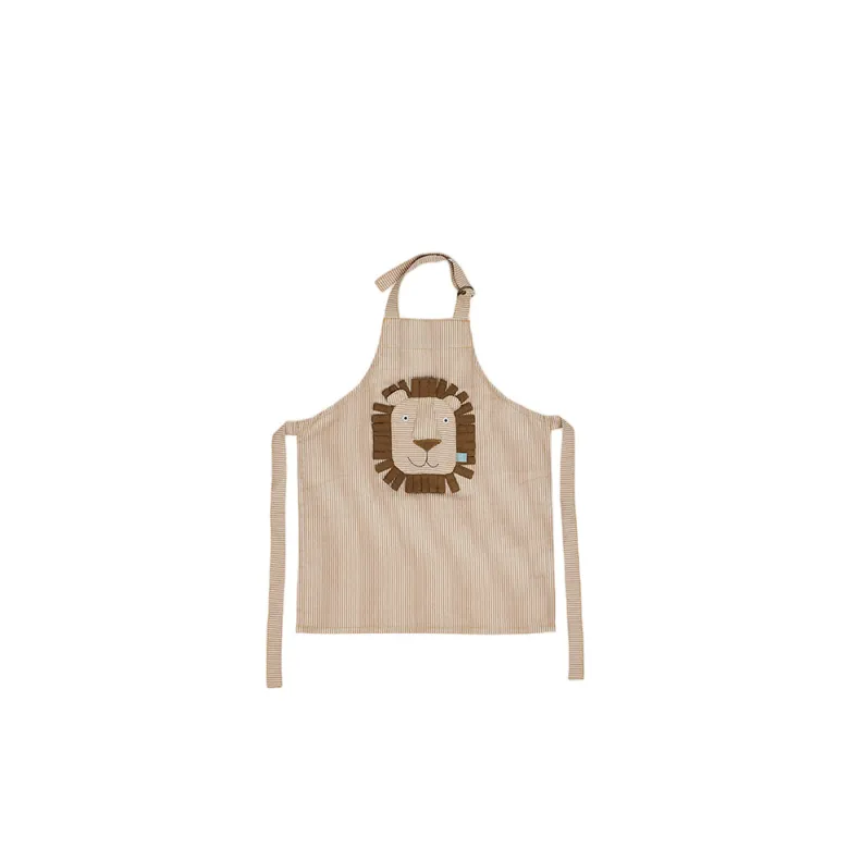 OYOY Children's Apron, Striped Denim Lion