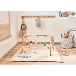 OYOY Children's Apron, Striped Denim Lion