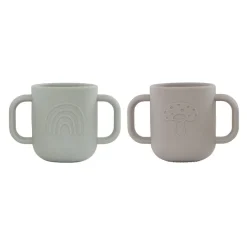 OYOY Kappu Cup, Children's Tableware, Set of 2 Cups - Clay/ Pale Mint