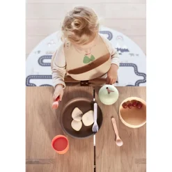 OYOY Yummy Silicone Bibs with Pocket, Set of 2 – Minty/Camel