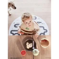 OYOY Yummy Silicone Bibs with Pocket, Set of 2 – Minty/Camel