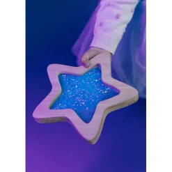 Petit Boum sensory toy, wooden star with liquid and glitter – Blue Orionis