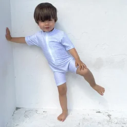 Petit Crabe UV Suit with Zipper, Natsu, Baby Blue/White – For ages 0 to 8 years
