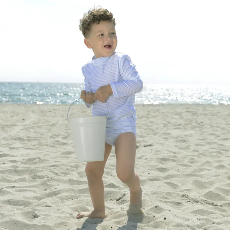 Petit Crabe UV Swim Shirt, Sydney, Baby Blue/White - Ages 0-10