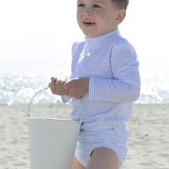 Petit Crabe UV Swim Shirt, Sydney, Baby Blue/White - Ages 0-10