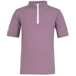 Petit Crabe UV Swim Shirt with Zipper and Short Sleeves, Max, Heather - Ages 1-10