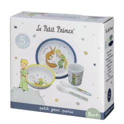 Petit Jour Paris Children's Dinner Set in Gift Box with 5 Pieces, The Little Prince - Blue