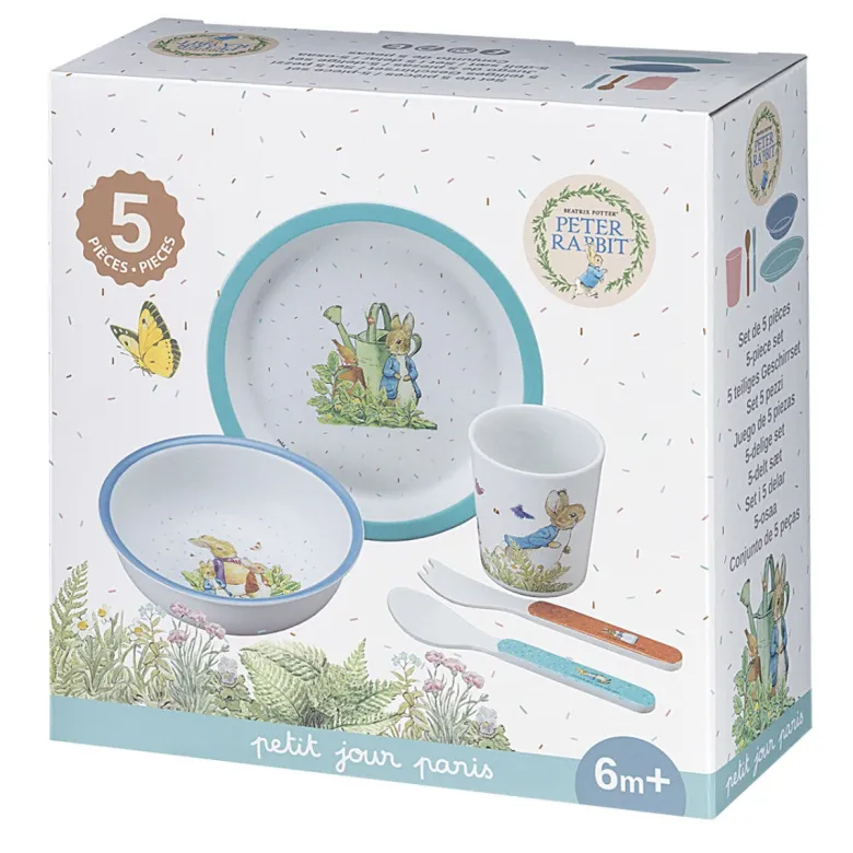 Petit Jour Paris, Peter Kanin Children's Tableware Gift Set with 5 Pieces - Blue
