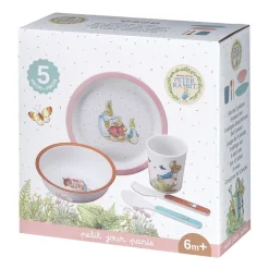Petit Jour Paris, Peter Kanin Children's Dinnerware Gift Set with 5 Pieces - Red