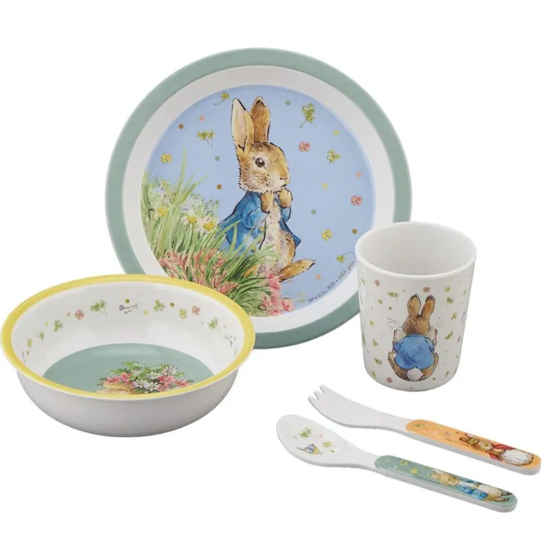Petit Jour Paris, Peter Kanin Children's Dinnerware Set in Gift Box, 5 Pieces - Green