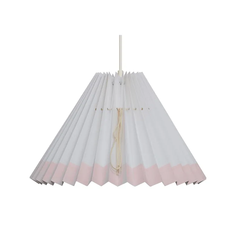 Pink Rose Ceiling Lamp with Folded Paper Shade - 32 cm - White with Pink Edge
