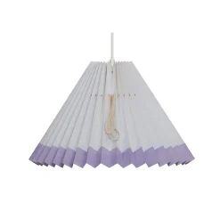 Pink Rose Ceiling Lamp with a Folded Paper Shade - 32 cm - White with Purple Trim