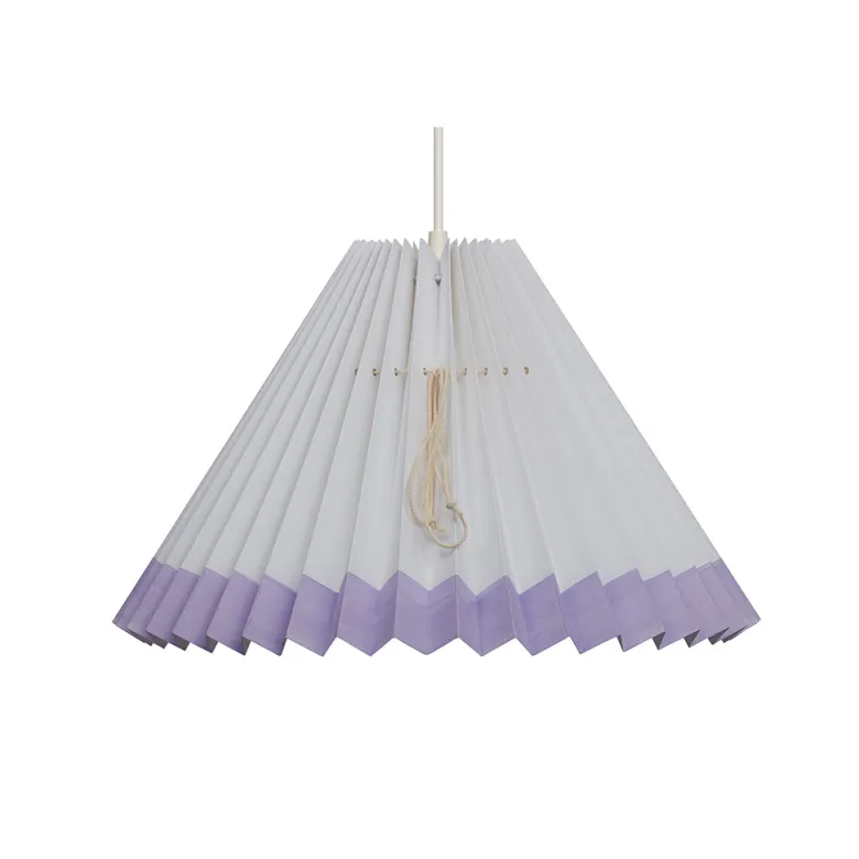 Pink Rose Ceiling Lamp with a Folded Paper Shade - 32 cm - White with Purple Trim