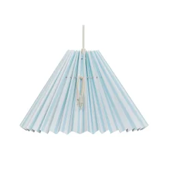 Pink Rose Ceiling Lamp with Folded Paper Shade - 32 cm - White with Light Blue Stripes