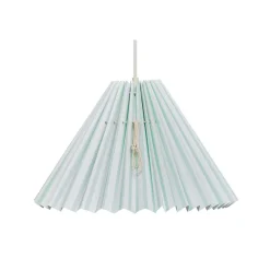 Pink Rose ceiling lamp with a folded paper shade - 32 cm - White with mint-colored stripes