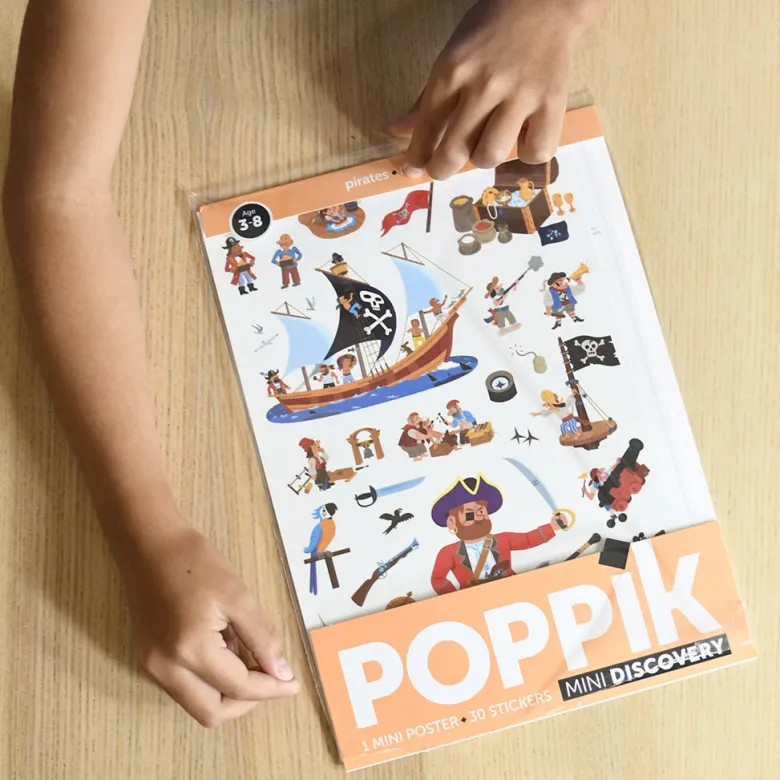 Poppik Paper Sticker Mosaic, Mini Poster and 30 Stickers – Pirate