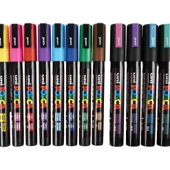 Posca Markers, 0.9–1.3 mm & 2.5 mm tip sizes – 12-Pack, Assorted Colours