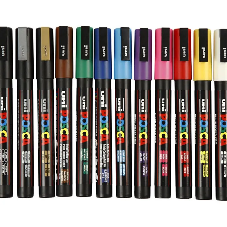 Posca Markers, 0.9–1.3 mm Line Width – 12 Assorted Colours