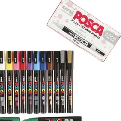 Posca Markers, 0.9–1.3 mm Line Width – 12 Assorted Colours