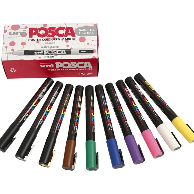 Posca Markers, 0.9–1.3 mm Line Width – 12 Assorted Colours