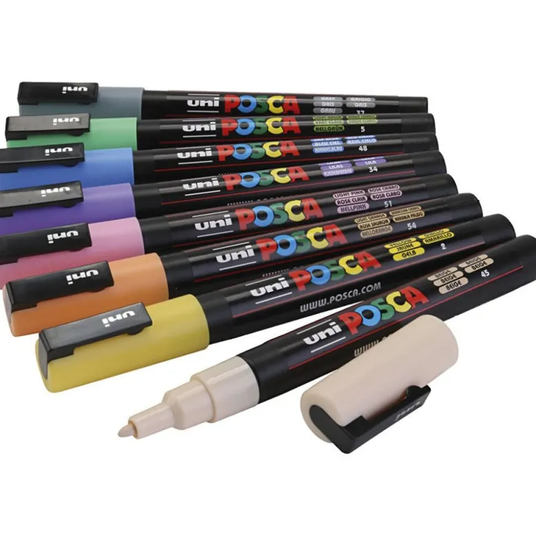 Posca Markers, Set of 8, Line Width 0.9-1.3 mm - Pastel