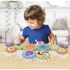 Quercetti PlayEco+ Kaleido Gears construction set with gears made from recycled plastic