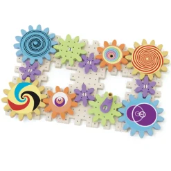 Quercetti PlayEco+ Kaleido Gears construction set with gears made from recycled plastic