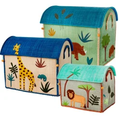 RICE Basket House for Storage, Jungle Theme – Blue