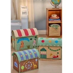 Rice Basket House for Storage, Blue - Fun Fair Theme