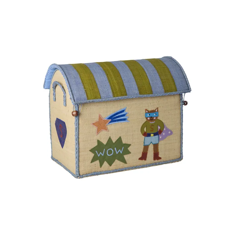 Rice Basket House for Storage, Natural – Hero Theme Blue